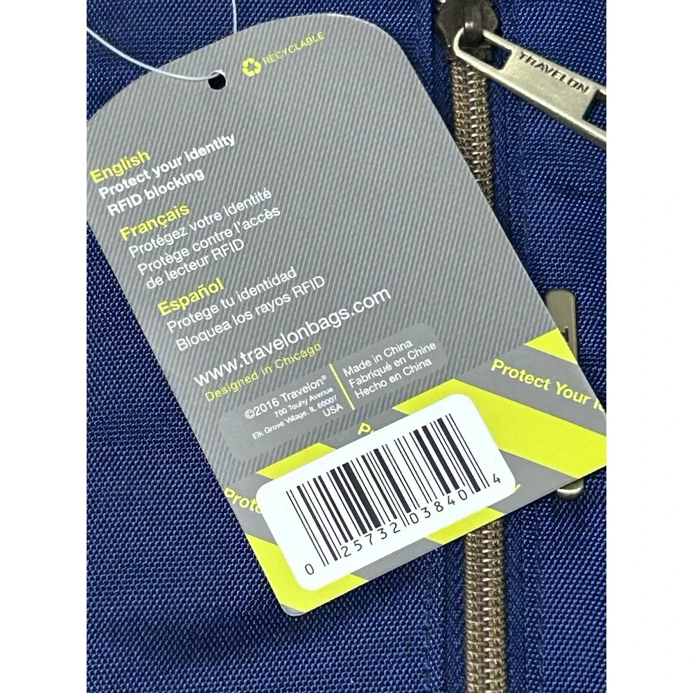 Travelon RFID Blocking Wristlet Wallet Navy‎ Blue  Zip Around Clutch NEW